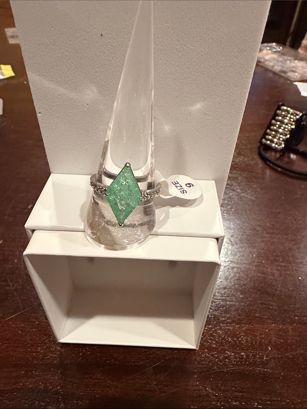 Green Ice Crystal on Rhodium